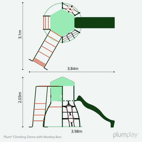 Plum® Metal Outdoor Climbing Dome frame for Kids with Slide