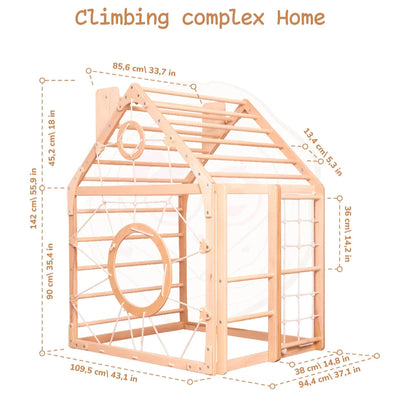 Scandinavian Wooden Climbing Playhouse - TINNITOTS
