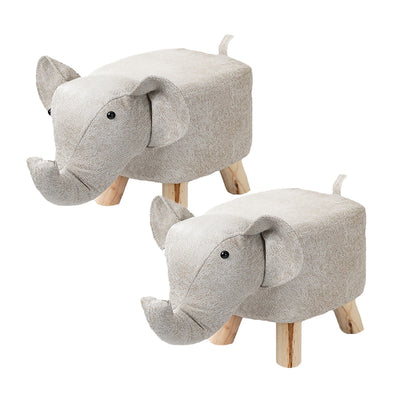 Soga 2x Kids Animal Stool - Elephant Character Beige