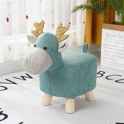 Soga 2x Kids Animal Stool - Deer Character Green