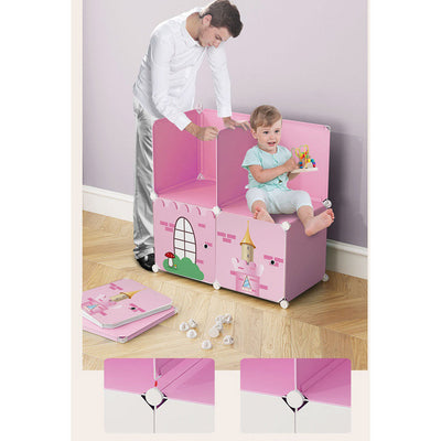 Soga 10 Cubes DIY Castle Print Portable Foldable Wardrobe Storage