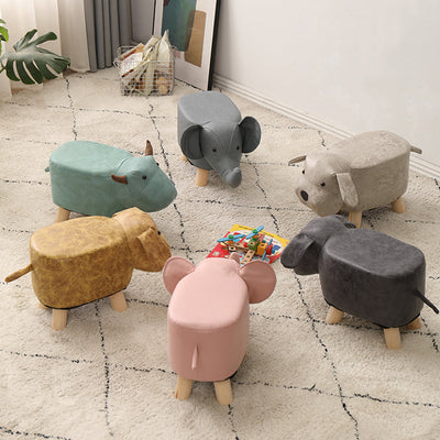 Soga 2x Kids Animal Stool - Elephant Character Beige