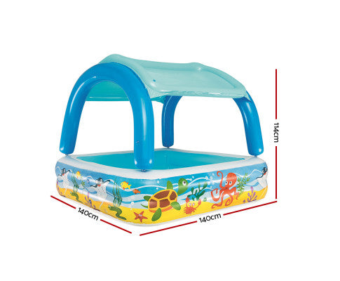 Bestway Inflatable Pool 2 Chambers Rectangular with Canopy 254x178x140 cm +6 Years