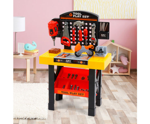 Keezi Kids Pretend Workbench DIY Tools 54 Piece Children Role Play Toys Black