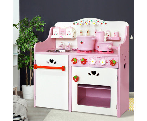 Wooden Kitchen Play Set - Pink by Keezi