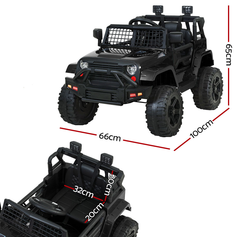 Rigo Kids Electric Ride On Car Jeep Toy Cars Remote 12V Black with Free Customized Plates