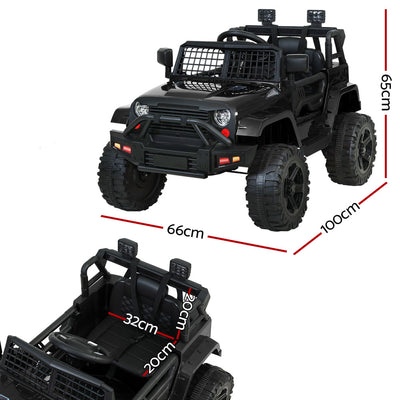 Rigo Kids Electric Ride On Car Jeep Toy Cars Remote 12V Black with Free Customized Plates