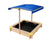 Keezi Kids Sandpit Wooden Sandbox Sand Pit with Canopy Bench Seat Toys 101cm