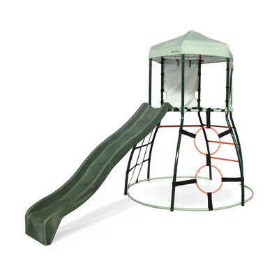 Plum® Metal Outdoor Climbing Dome frame for Kids with Slide - Green