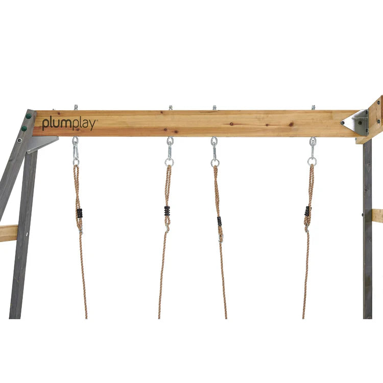 Plum® Barbary Wooden Climbing Frame with Height adjustable seats and shade