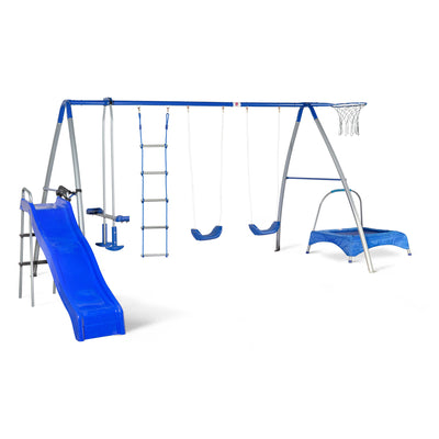 Plum® 8 Station Multiplay Swings Set with Bounce and Slide