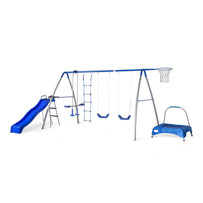 Plum® 8 Station Multiplay Swings Set with Bounce and Slide