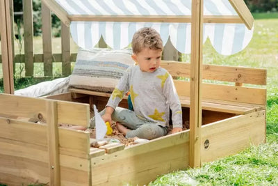 Plum® Wooden Sandpit with Canopy - Natural