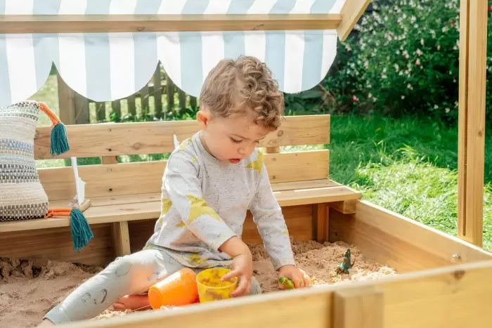 Plum® Wooden Sandpit with Canopy - Natural