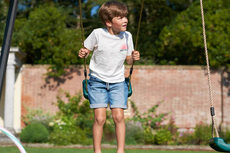 Plum® Barbary Wooden Climbing Frame with Height adjustable seats and shade