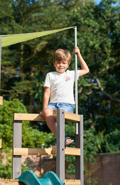 Plum® Barbary Wooden Climbing Frame with Height adjustable seats and shade