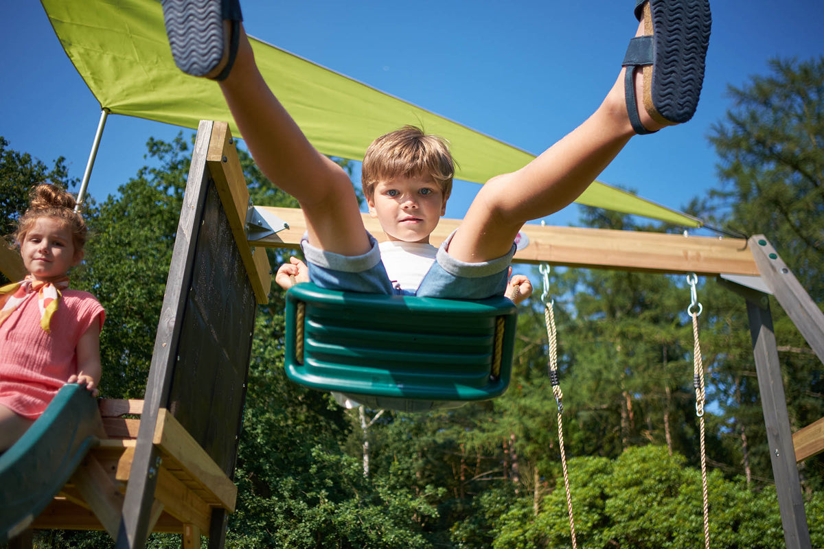 Plum® Siamang Wooden Outdoor Playset – Swing, Slide & Climbing Frame for Backyard Fun