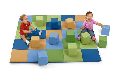 Soft play matt with 12 rectangle cube - Kids Toys Warehouse