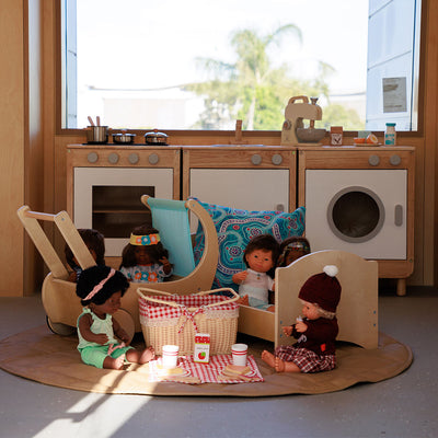 White Wooden Playhouse Kitchen Set (4-Piece Natural Collection) - Kids Toys Warehouse