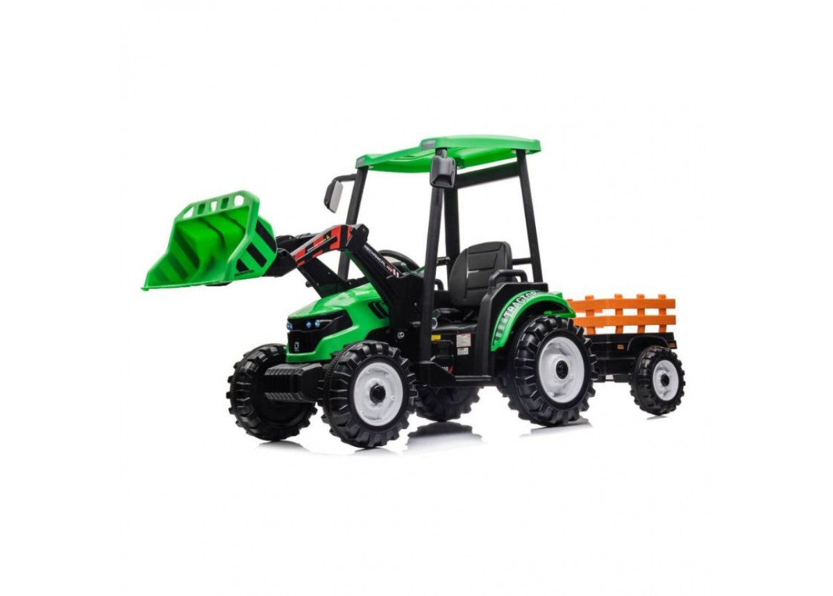 Go Skitz Bruce The 24V Tractor with Roof and Trailer - Green