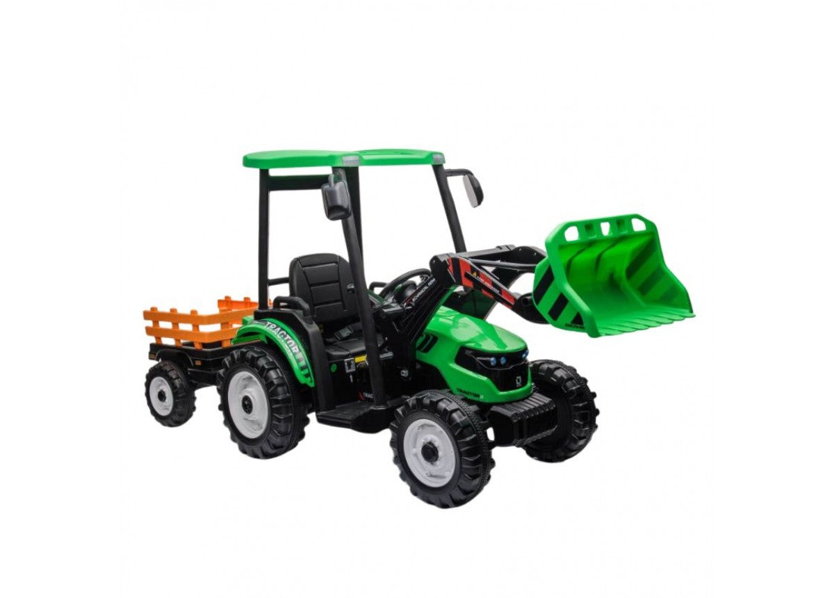 Go Skitz Bruce The 24V Tractor with Roof and Trailer - Green