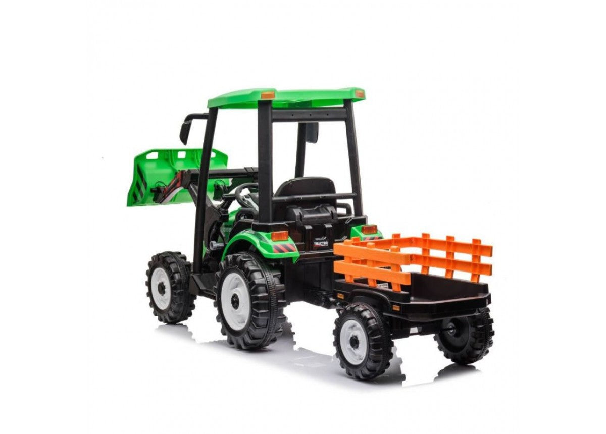 Go Skitz Bruce The 24V Tractor with Roof and Trailer - Green