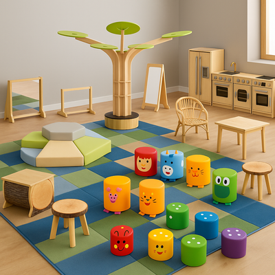 Soft play matt with 12 rectangle cube - Kids Toys Warehouse