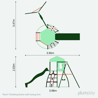 Plum® Metal Outdoor Climbing Dome frame for Kids with Slide & Swing