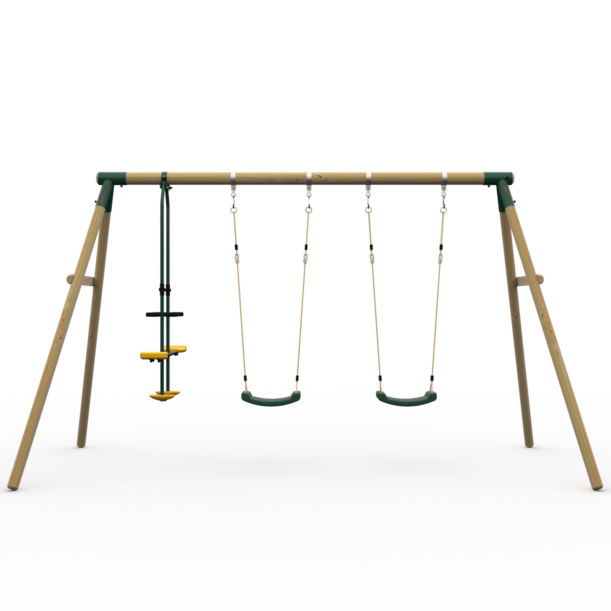 Plum Colobus Wooden Triple Swing Set with Glider