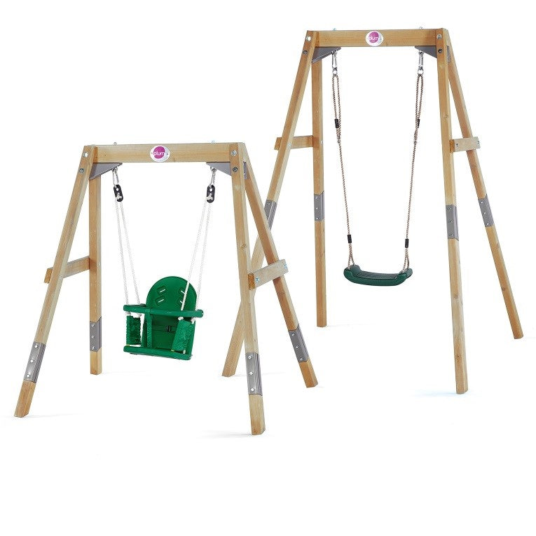 Plum wooden store swing set