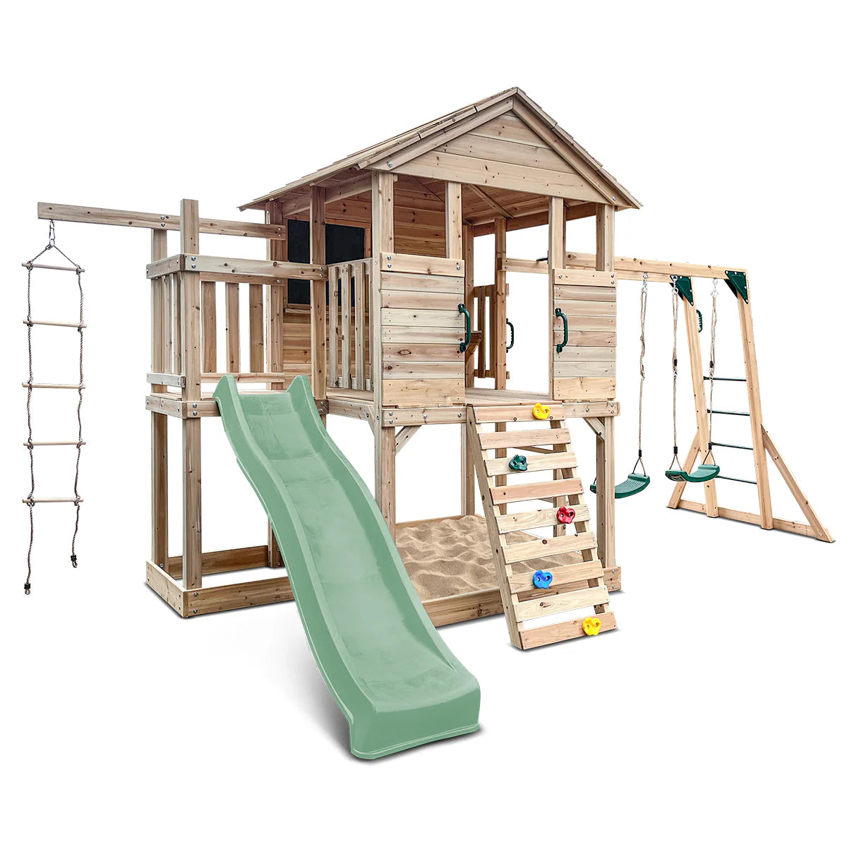 Lifespan Kids Kingston Cubby House with 2.2m Slide (Pastel Green)