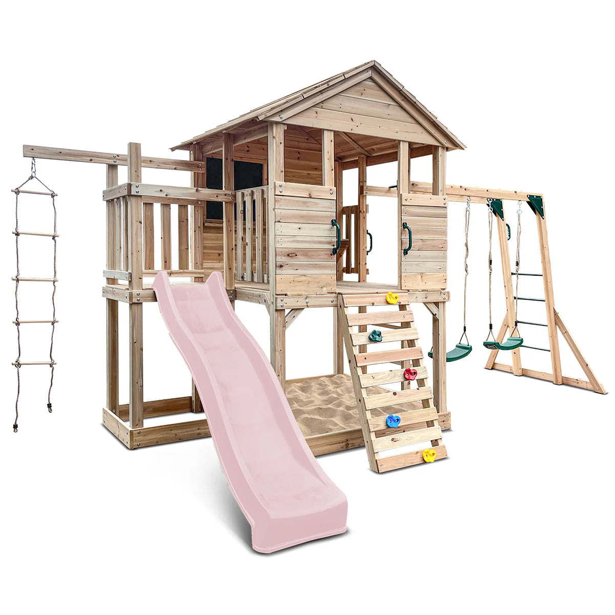 Lifespan Kids Kingston Cubby House with 2.2m Slide (Pastel Pink)
