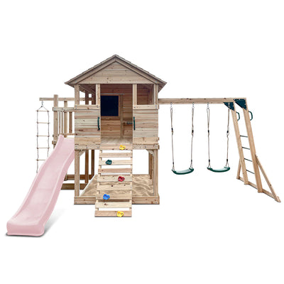 Lifespan Kids Kingston Cubby House with 2.2m Slide (Pastel Pink)