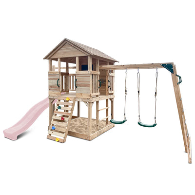 Lifespan Kids Kingston Cubby House with 2.2m Slide (Pastel Pink)