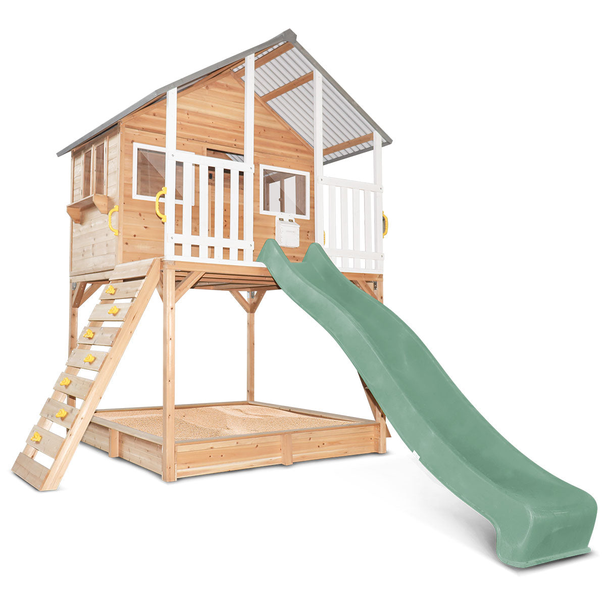 Lifespan Kids Winchester Cubby House (Elevated 1.2m) with 2.2m Slide (Pastel Green)