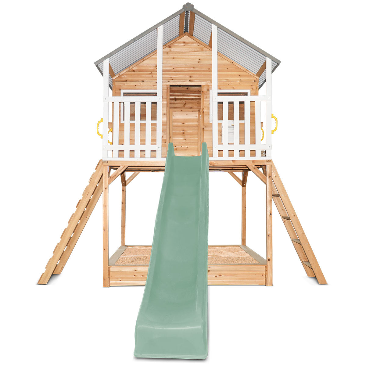 Lifespan Kids Winchester Cubby House (Elevated 1.45m) with 3.0m Slide (Pastel Green)