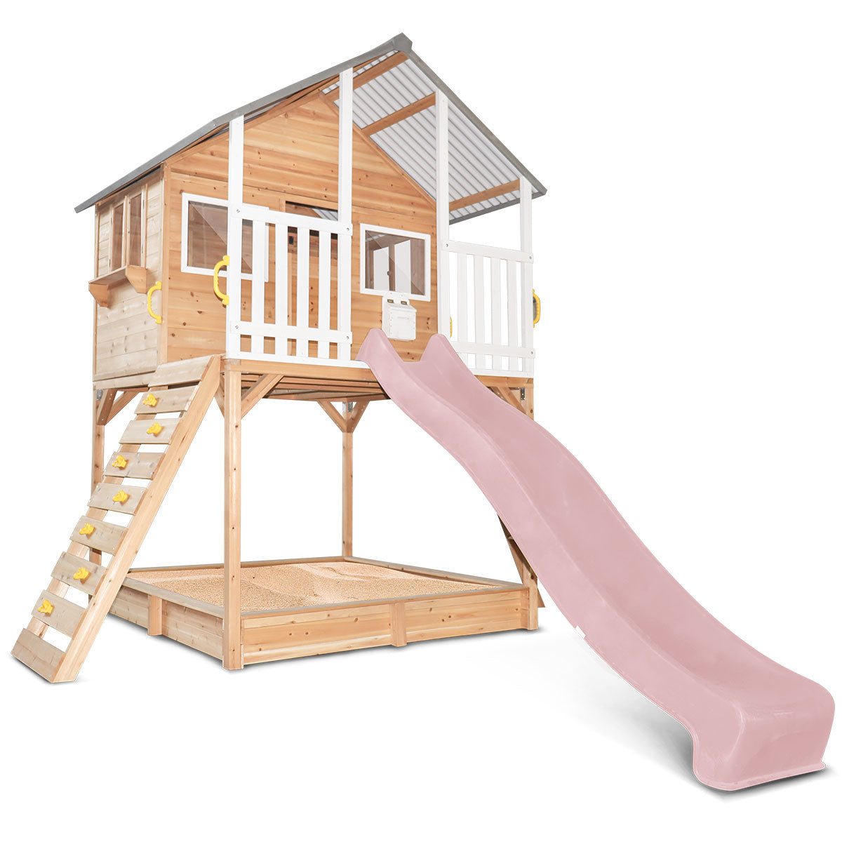 Lifespan Kids Winchester Cubby House (Elevated 1.45m) with 3.0m Slide (Pastel Pink)