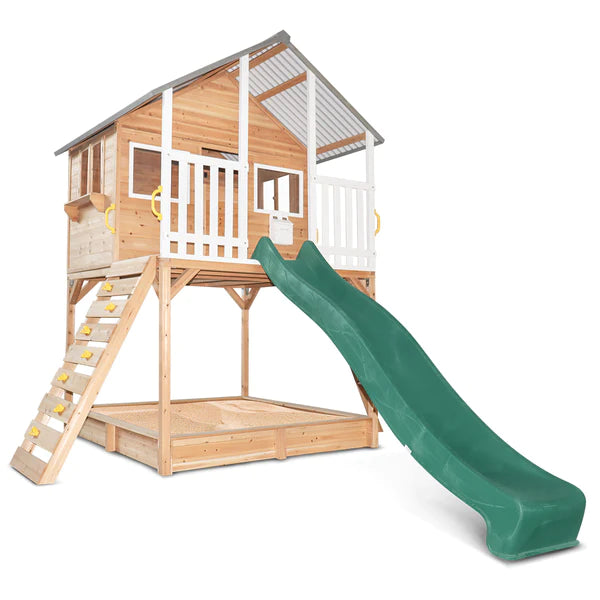 Lifespan Kids Winchester Cubby House with Elevation Kit & 3.0m Green Slide