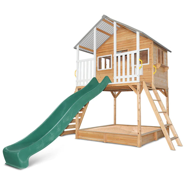 Lifespan Kids Winchester Cubby House with Elevation Kit & 3.0m Green Slide