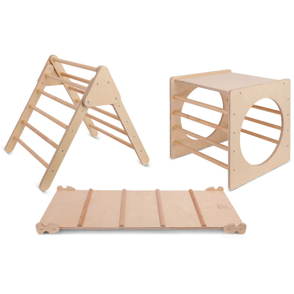 Lifespan Kids Pikler Climbing Frame Package with Slide, Cube & Triangle