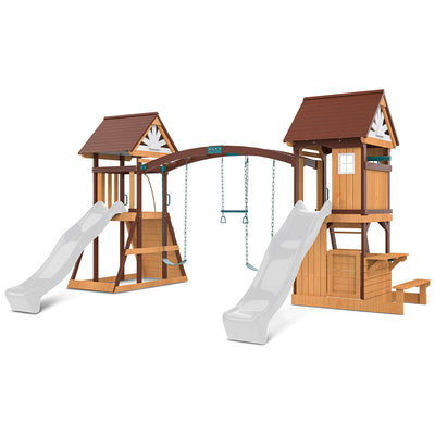 Lifespan Kids Armadale Swing Set & Play Centre with Two 2.2m Slide (Pastel White)