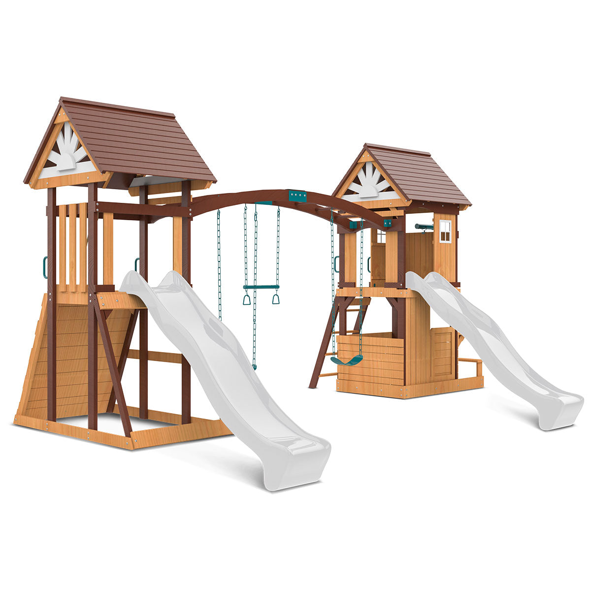 Lifespan Kids Armadale Swing Set & Play Centre with Two 2.2m Slide (Pastel White)