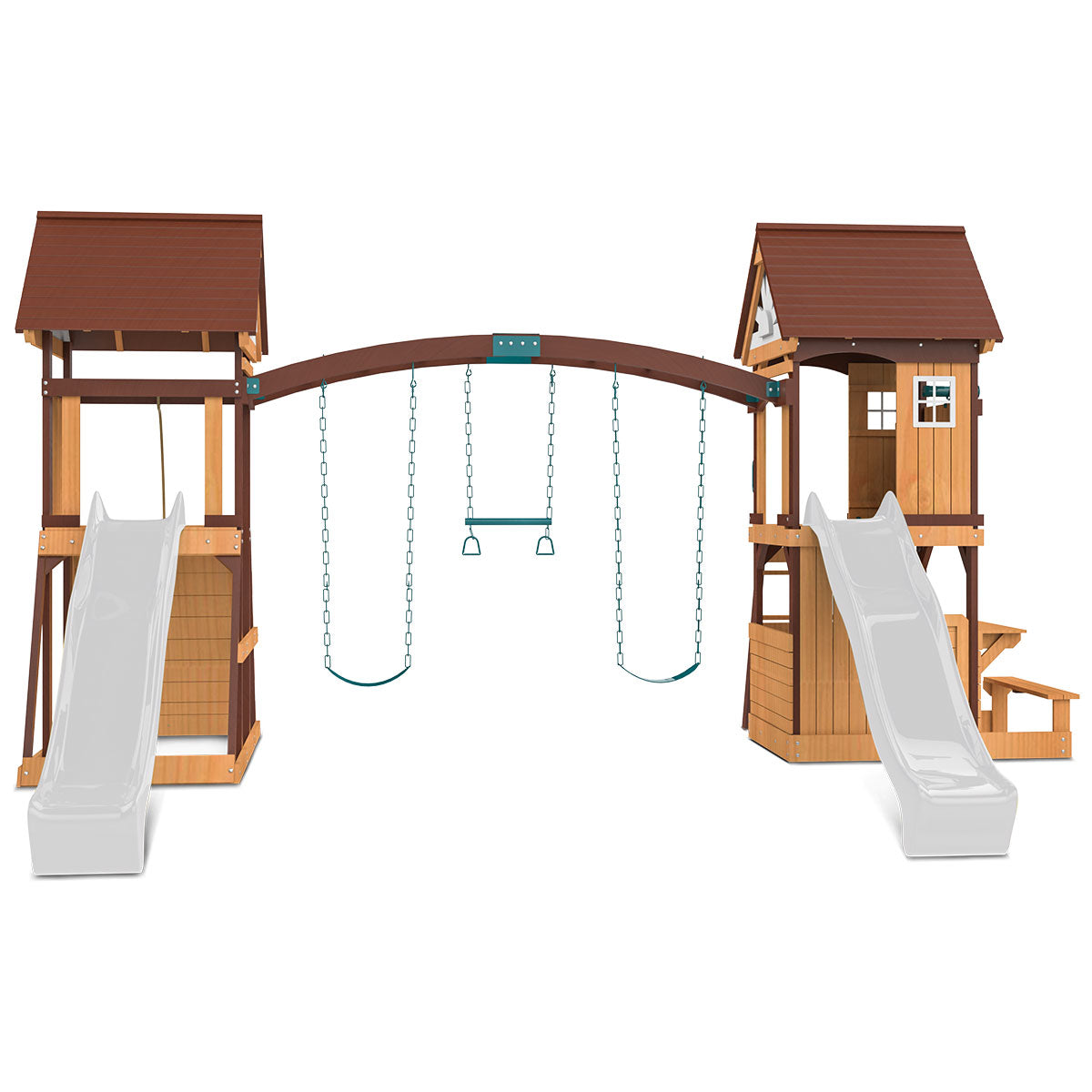 Lifespan Kids Armadale Swing Set & Play Centre with Two 2.2m Slide (Pastel White)