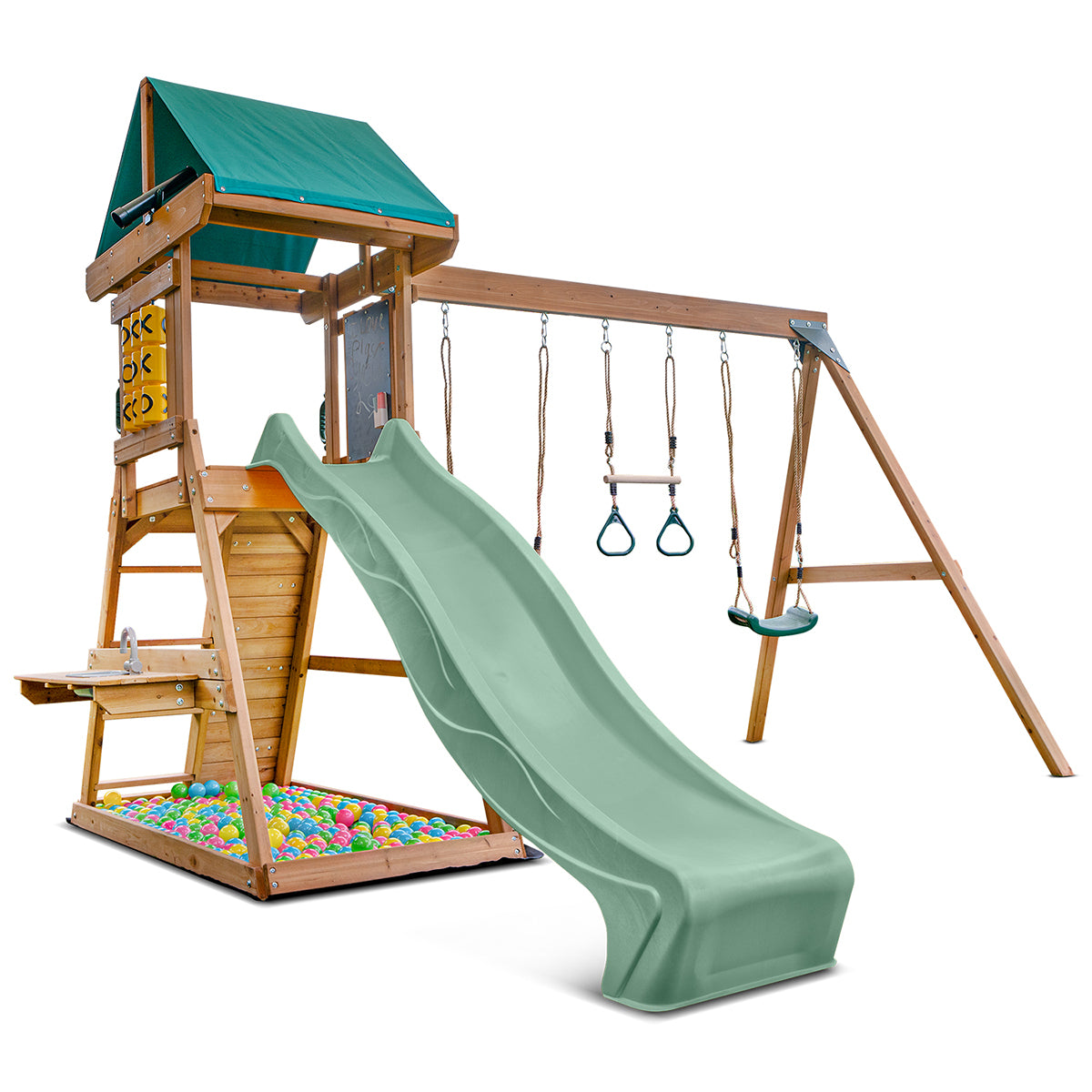 Lifespan Kids Birmingham Swing Set & Play Centre with 2.2m Slide (Pastel Green)