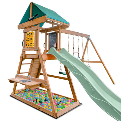 Lifespan Kids Birmingham Swing Set & Play Centre with 2.2m Slide (Pastel Green)