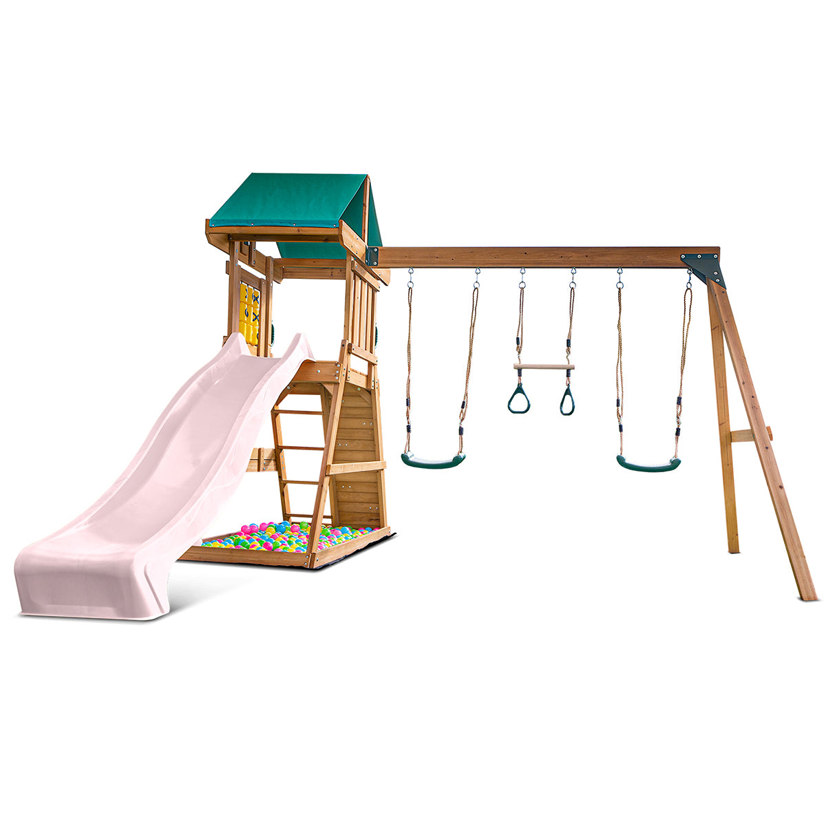 Lifespan Kids Birmingham Swing Set & Play Centre with 2.2m Slide (Pastel Pink)