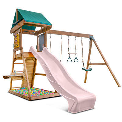 Lifespan Kids Birmingham Swing Set & Play Centre with 2.2m Slide (Pastel Pink)