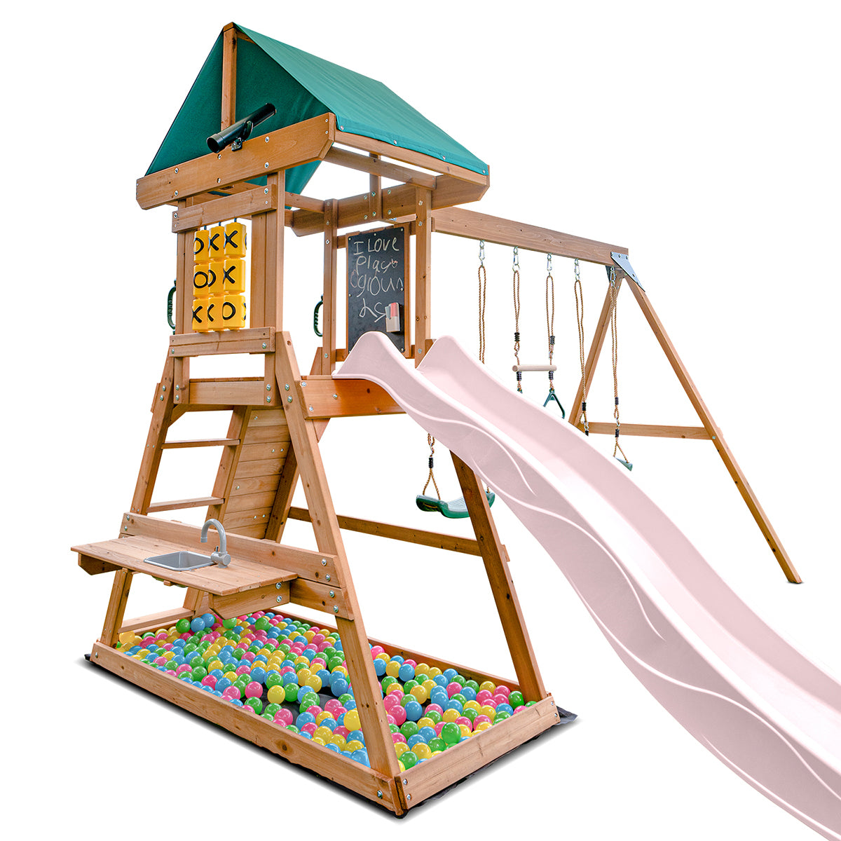 Lifespan Kids Birmingham Swing Set & Play Centre with 2.2m Slide (Pastel Pink)