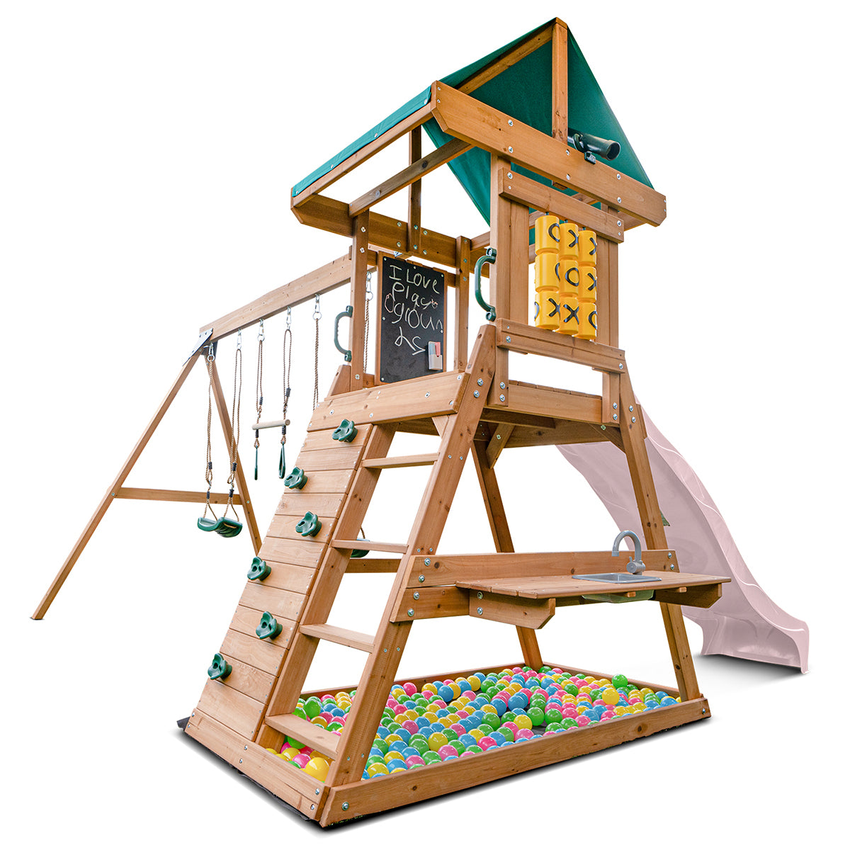 Lifespan Kids Birmingham Swing Set & Play Centre with 2.2m Slide (Pastel Pink)