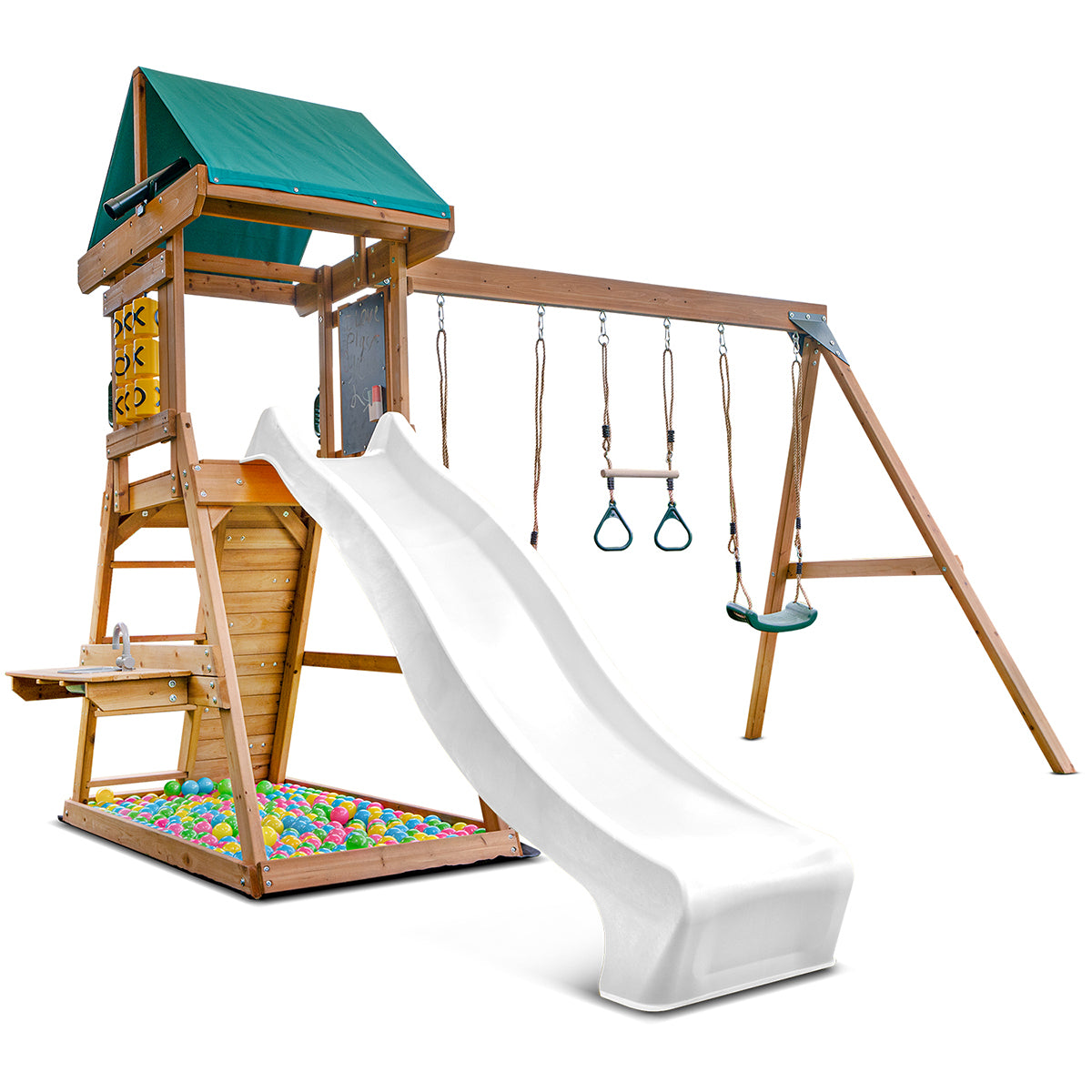 Lifespan Kids Birmingham Swing Set & Play Centre with 2.2m Slide (Pastel White)